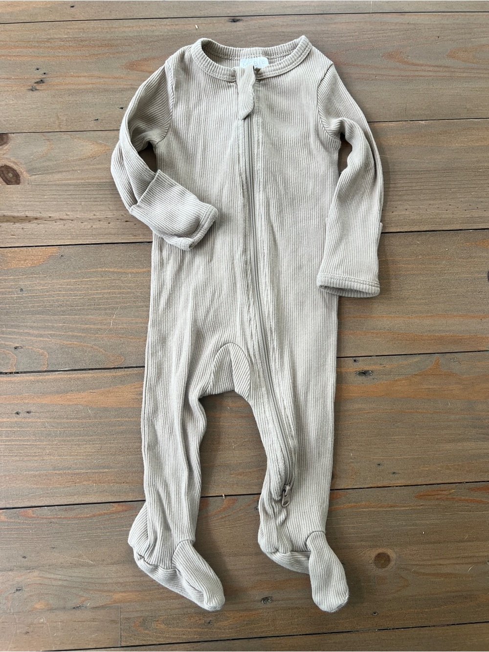Mebie Baby Organic Cotton Ribbed Zipper Footie - 3-6 Months